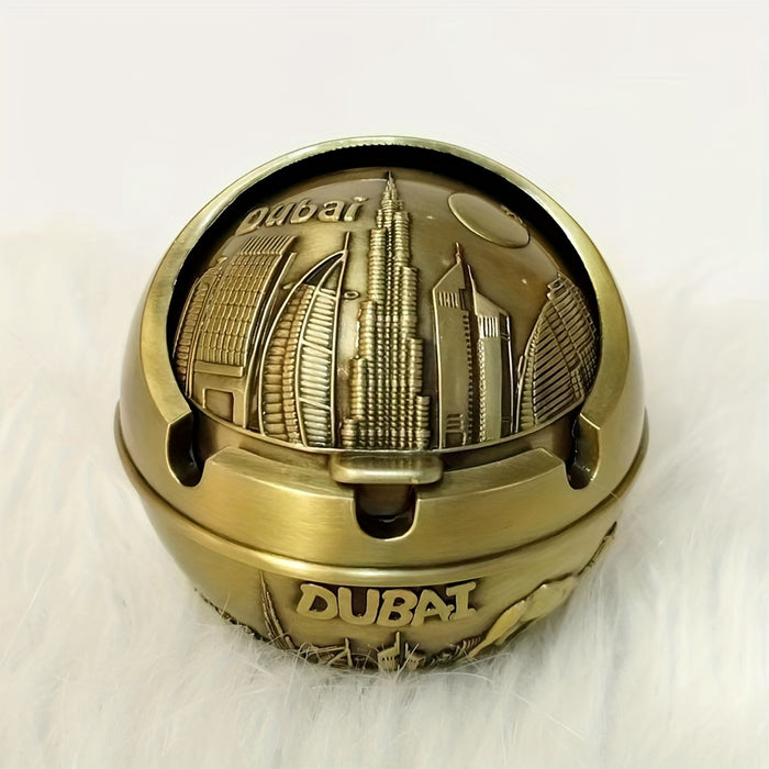 1pc Ashtray, Exquisite Portable Metal Cigarette Ashtray With Flip, Office Living Room Ashtray Smoking Accessories, For Home Room Desk Bar Office Decor, Christmas Gift