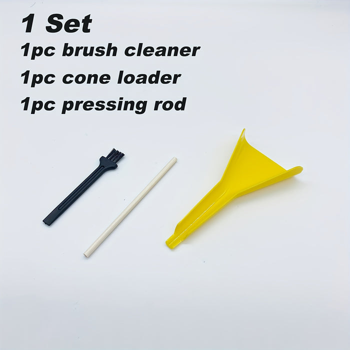 1set, Pre-Rolled Cones Loader Funnel Tool Set - Rolling Paper Cones Loader, Pressing Rod, Cleaning Brush For Grinder - Portable Pre-Rolled Cones Filling Tools Set For Home Outdoor Travel, Household Gadgets