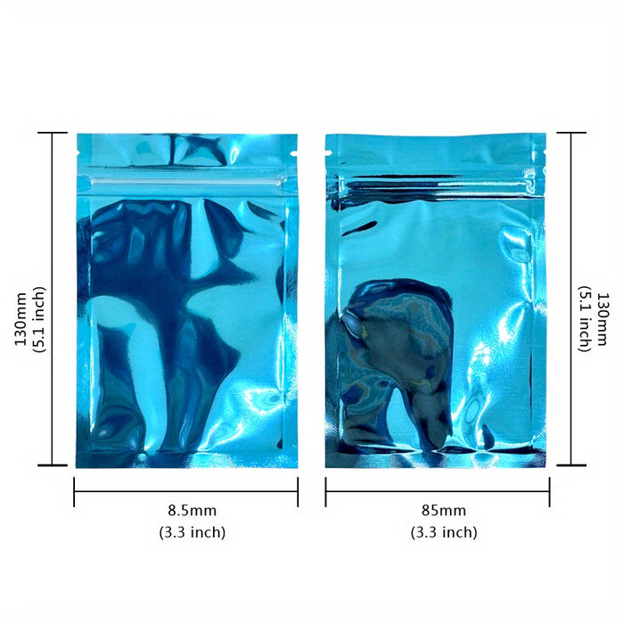 100pcs Mylar Bags Ziplock Storage Bags, ResealableScent Bags, Flat Transparent Window Packaging Bags, Holds Jewelry Lip Gloss Stationery, Eyelash Cookies