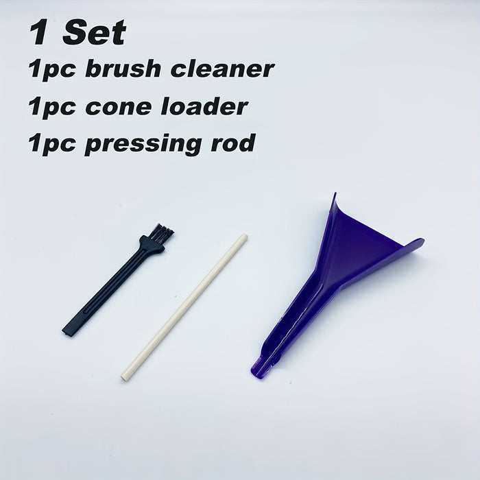 1set, Pre-Rolled Cones Loader Funnel Tool Set - Rolling Paper Cones Loader, Pressing Rod, Cleaning Brush For Grinder - Portable Pre-Rolled Cones Filling Tools Set For Home Outdoor Travel, Household Gadgets