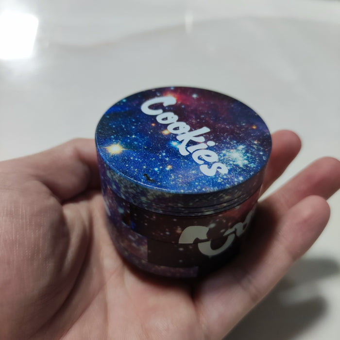 1pc, Tobacco Grinder, Four Layers Zinc Alloy 55mm Tobacco Grinder, Exquisite Smoking Accessories, Color Printing Flat Plate Exquisite Style