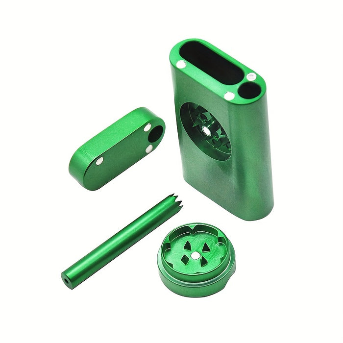 1pc, Aluminum One Hitter Dugout With Mini Grinder Smoking Set Herb Tobacco Storage Room Grinders Pipes All In One