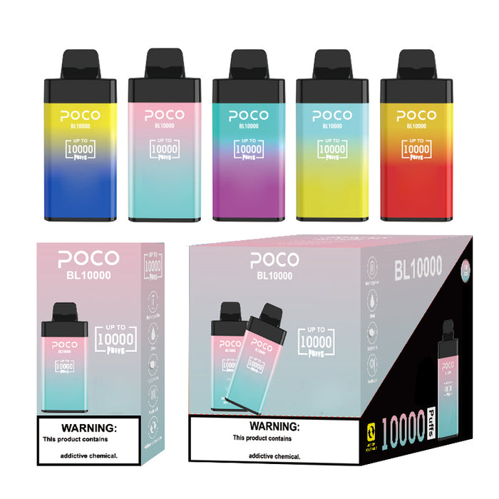 2Pcs USA warehouse Original 10000 puffs Disposable Vape Poco BL10000 Electronic Cigarette Vape Pen Rechargeable Airflow Adjustable 20ML 10 Color Device